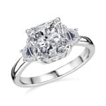 D'Joy Radiant Cut Moissanite 2.90 ctw Solitaire Ring in Rhodium Over Sterling Silver (Size 9.0) - Sticky add to cart bar