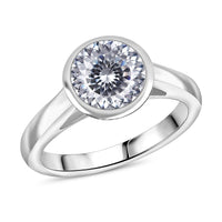 120 Facet Moissanite 1.80 ctw Solitaire Ring in Rhodium Over Sterling Silver