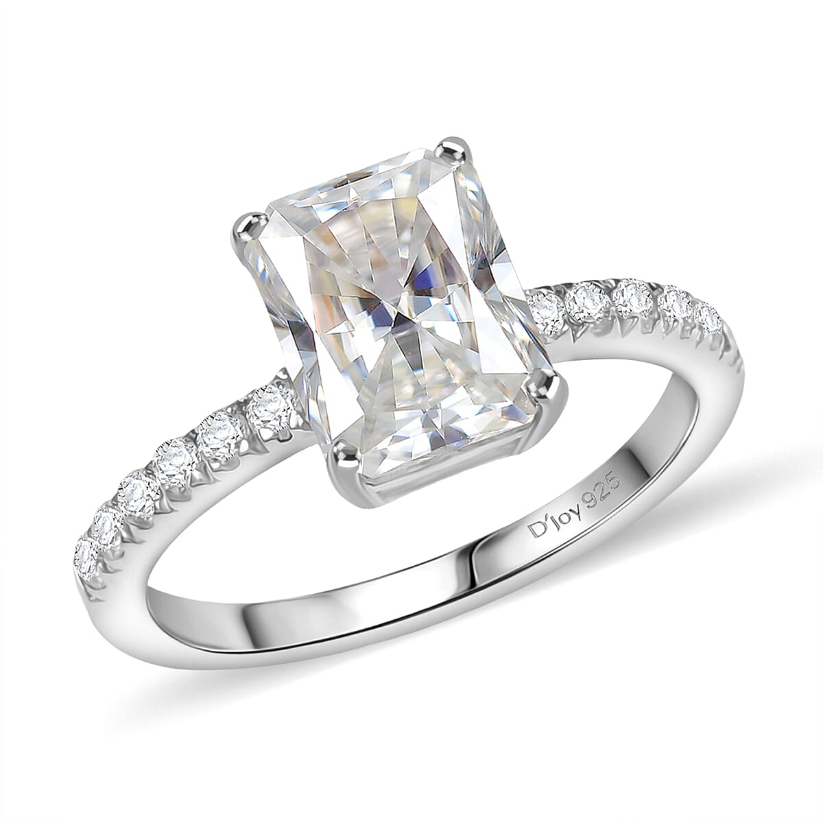 D'Joy Moissanite 2.60 ctw Ring in Rhodium Over Sterling Silver (Size 6.5)