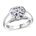 Moissanite Solitaire Ring in 18K Vermeil YG Over Sterling Silver (Size 17.0) 3.00 ctw - Sticky add to cart bar