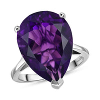 D'Joy AAA African Amethyst Ring in Rhodium Over Sterling Silver (Size 6.5) 11.30 ctw