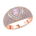 Simulated Pink and White Diamond Ring in 18K RG Plated (Size 8.0) 3.75 ctw - Sticky add to cart bar