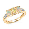 D'Joy Ethiopian Welo Opal, White Zircon Ring in 18K YG Plated Sterling Silver (Size 6.5) 1.00 ctw - Sticky add to cart bar