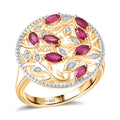 D'Joy African Ruby (FF), White Zircon Ring in 18K YG Plated Sterling Silver (Size 6.5) 0.90 ctw - Sticky add to cart bar