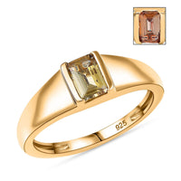 Premium Golden Tanzanite Solitaire Ring in 18K Vermeil YG Over Sterling Silver (Size 17.0) 0.60 ctw
