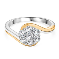 Moissanite 0.60 ctw Bypass Ring in 18K YG Plated and Rhodium Over Sterling Silver (Size 8.0)