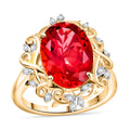 D'Joy Lab Created Padparadscha Sapphire, White Zircon Ring in 18K Vermeil YG Over Sterling Silver (Size 8.0) 8.40 ctw - Sticky add to cart bar
