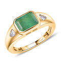 D'Joy Socoto Emerald, Moissanite Ring in 18K Vermeil YG Over Sterling Silver (Size 6.5) 1.80 ctw - Sticky add to cart bar