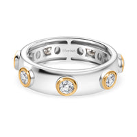 D'Joy Moissanite 0.70 ctw Ring in 18K YG Plated and Rhodium Over Sterling Silver (Size 8.0)