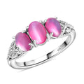 Mulberry Moonstone 1.90 ctw 3 Stone Ring in Rhodium Over Sterling Silver (Size 8.0) - Sticky add to cart bar
