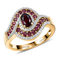 D'Joy Premium Anthill Garnet, Moissanite Ring in 18K Vermeil YG Over Sterling Silver (Size 10.0) 1.40 ctw - Sticky add to cart bar