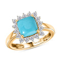 D'Joy Premium Sleeping Beauty Turquoise, White Zircon Ring in 18K Vermeil YG Over Sterling Silver (Size 6.5) 3.50 ctw - Sticky add to cart bar