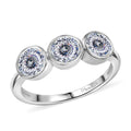 D'Joy 100 Facet Moissanite (Rnd 5mm) Ring in Rhodium Over Sterling Silver (Size 8.0) 1.35 ctw - Sticky add to cart bar