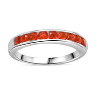 D'Joy Jalisco Fire Opal Band Ring in Platinum Over Sterling Silver (Size 7) 0.40 ctw