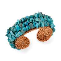 Blue Howlite 50.00 ctw Rattan Cuff Bracelet (7.5-8In)