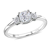 D'Joy Strontium Titanate, Moissanite Ring in Rhodium Over Sterling Silver (Size 10.0) 1.00 ctw