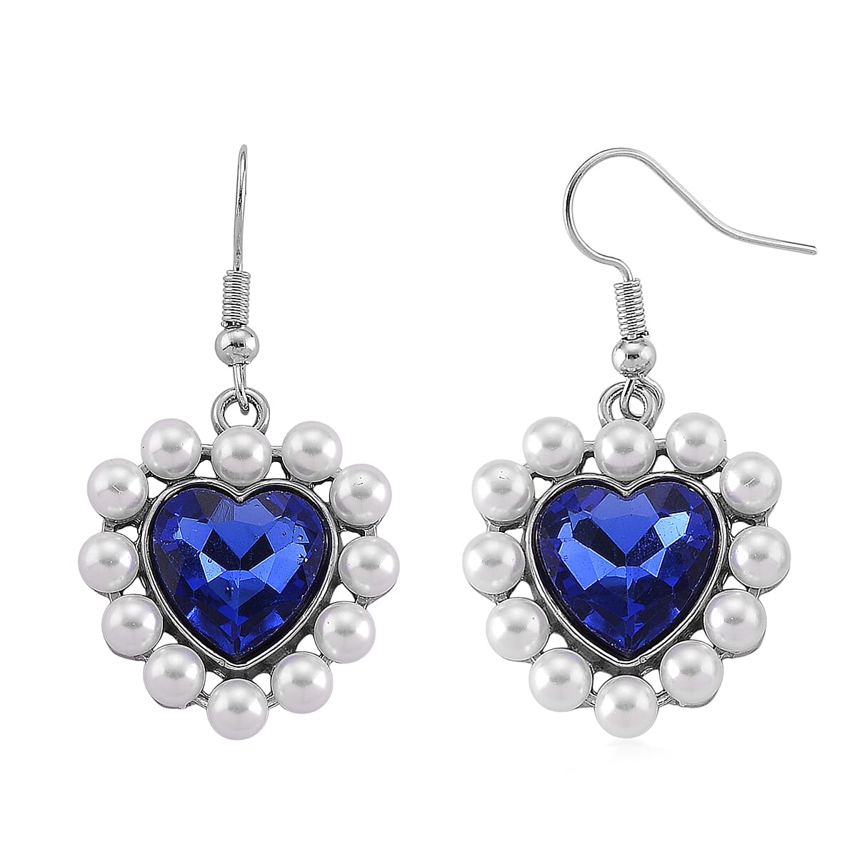 Pink Glass, White Shell Pearl Heart Earrings in Rosetone and ION Plated RG Stainless Steel