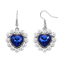 Pink Glass, White Shell Pearl Heart Earrings in Rosetone and ION Plated RG Stainless Steel