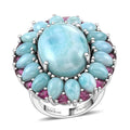 D'Joy Larimar, Orissa Rhodolite Garnet Ring in Rhodium Over Sterling Silver (Size 10.0) 24.75 ctw - Sticky add to cart bar