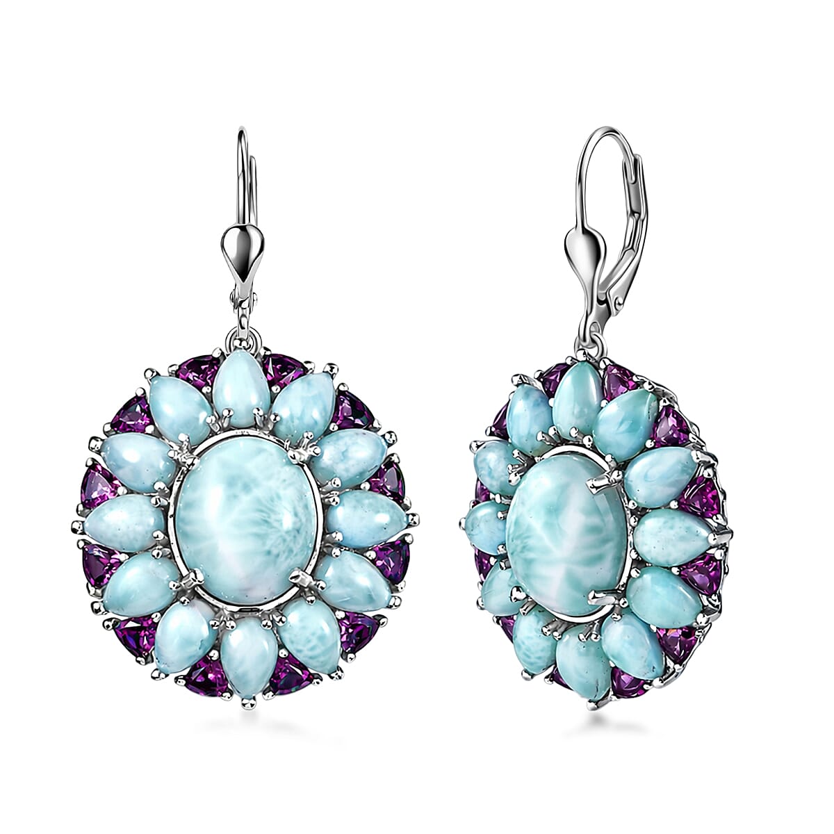 D'Joy Larimar, Orissa Rhodolite Garnet Earrings in Rhodium Over Sterling Silver 26.90 ctw