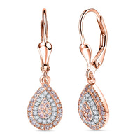 D'Joy Natural Pink and White Diamond I3 0.50 ctw Endless Love Drop Earrings in 18K Vermeil Rose Gold Over Sterling Silver