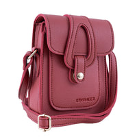 Passage Red Faux Leather Mini Crossbody Flap Bag (5.1"x2.7"x7")