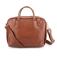 Passage Cognac Faux Leather Soft Briefcase Bag