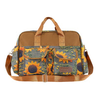 Passage Sunflower Print 65% Polyester and 35% Cotton Multi Pocket Travel Bag (15.7"x6.3"x11.8")