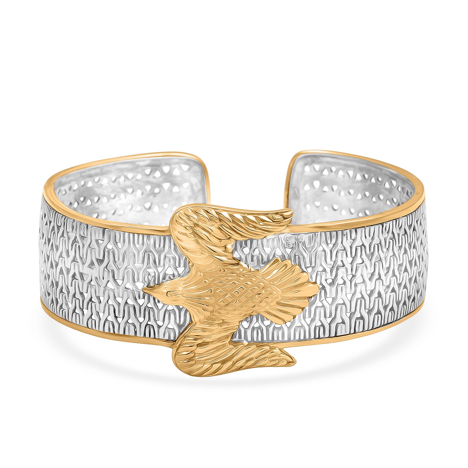 D'Joy Bali Legacy 22K Vermeil YG Over and Sterling Silver Tulang Naga Eagle Cuff Bracelet (7.25 In) 26 Grams
