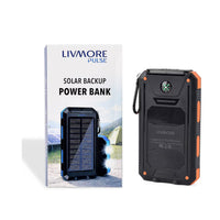 Livmore Orange 5000mAh Solar Power Bank with Flashlight