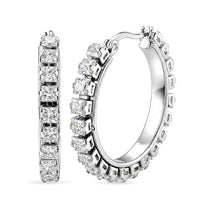 Blue Austrian Crystal Hoop Earrings in Stainless Steel