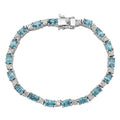 D'Joy Premium Cambodian Blue Zircon, Moissanite Ocean Flow Bracelet in Rhodium Over Sterling Silver (6.50 In) 14.80 ctw - Sticky add to cart bar