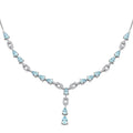 D'Joy Premium Cambodian Blue Zircon and White Zircon 11.30 ctw Ocean Cascade Necklace in Rhodium Over Sterling Silver 18 Inches - Sticky add to cart bar