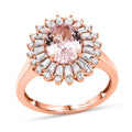 D'Joy Premium Pink Morganite and Moissanite 2.25 ctw Love Bloom Halo Ring in 18K Vermeil Rose Gold Over Sterling Silver - Sticky add to cart bar