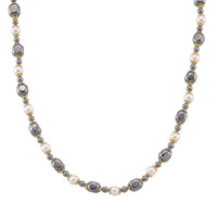 Terahertz, White Shell Pearl Necklace (18-20 Inches) with Lion Charm in Silvertone and Stainless Steel 70.00 ctw