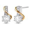 D'Joy Moissanite 1.00 ctw Earrings in 18K Vermeil YG and Platinum Over Sterling Silver - Sticky add to cart bar