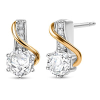 D'Joy Moissanite 1.00 ctw Earrings in 18K Vermeil YG and Platinum Over Sterling Silver