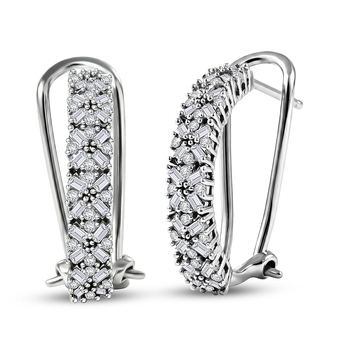 D'Joy Natural Champagne Diamond Royal Crossfire Earrings in 18K Vermeil RG Over Sterling Silver 1.00 ctw