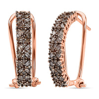 D'Joy Natural Champagne Diamond Royal Crossfire Earrings in 18K Vermeil RG Over Sterling Silver 1.00 ctw