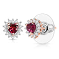 Premium Malawi Magenta Garnet and Luxuriant Lab Grown Diamond G-H SI 0.90 ctw Crown Affair Earrings in 18K Vermeil Rose Gold Over Sterling Silver - Sticky add to cart bar
