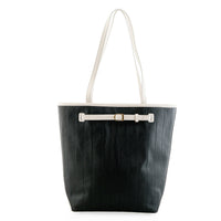 La Marey Black Genuine Leather Tote Bag (9"x4.3"x12.6")