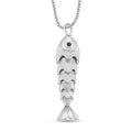Simulated Diamond Fish Necklace (20-22 Inches) in Silvertone - Sticky add to cart bar