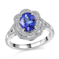 10K White Gold Premium Tanzanite, Luxuriant Lab Grown Diamond (E-F, VS) (0.40 cts) Blue Crownfire Ring (Size 6.0) 2.30 ctw - Sticky add to cart bar