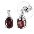 D'Joy Premium Red Zircon and Moissanite 2.75 ctw Earrings in Rhodium Over Sterling Silver - Sticky add to cart bar