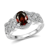 D'Joy Premium Red Zircon, Moissanite Ring in Rhodium Over Sterling Silver (Size 10.0) 2.50 ctw