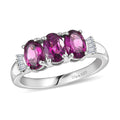 D'Joy AAA Radiant Ember Garnet and Diamond 1.80 ctw Ring in Rhodium Over Sterling Silver 1.68 - Sticky add to cart bar