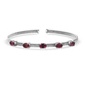 D'Joy AAA Ouro Fino Rubellite Full Bangle Bracelet in Rhodium Over Sterling Silver (7.25 In) 2.20 ctw - Sticky add to cart bar
