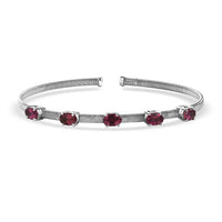 D'Joy AAA Ouro Fino Rubellite Full Bangle Bracelet in Rhodium Over Sterling Silver (7.25 In) 2.20 ctw