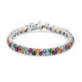 Multi Gemstone 14.00 ctw Bracelet in Rhodium Over Sterling Silver (6.50 In) - Sticky add to cart bar