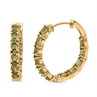 D'Joy Premium Ambanja Demantoid Garnet 5.10 ctw Greenfire Tennis Hoop Earrings in 18K Vermeil Yellow Gold Over Sterling Silver